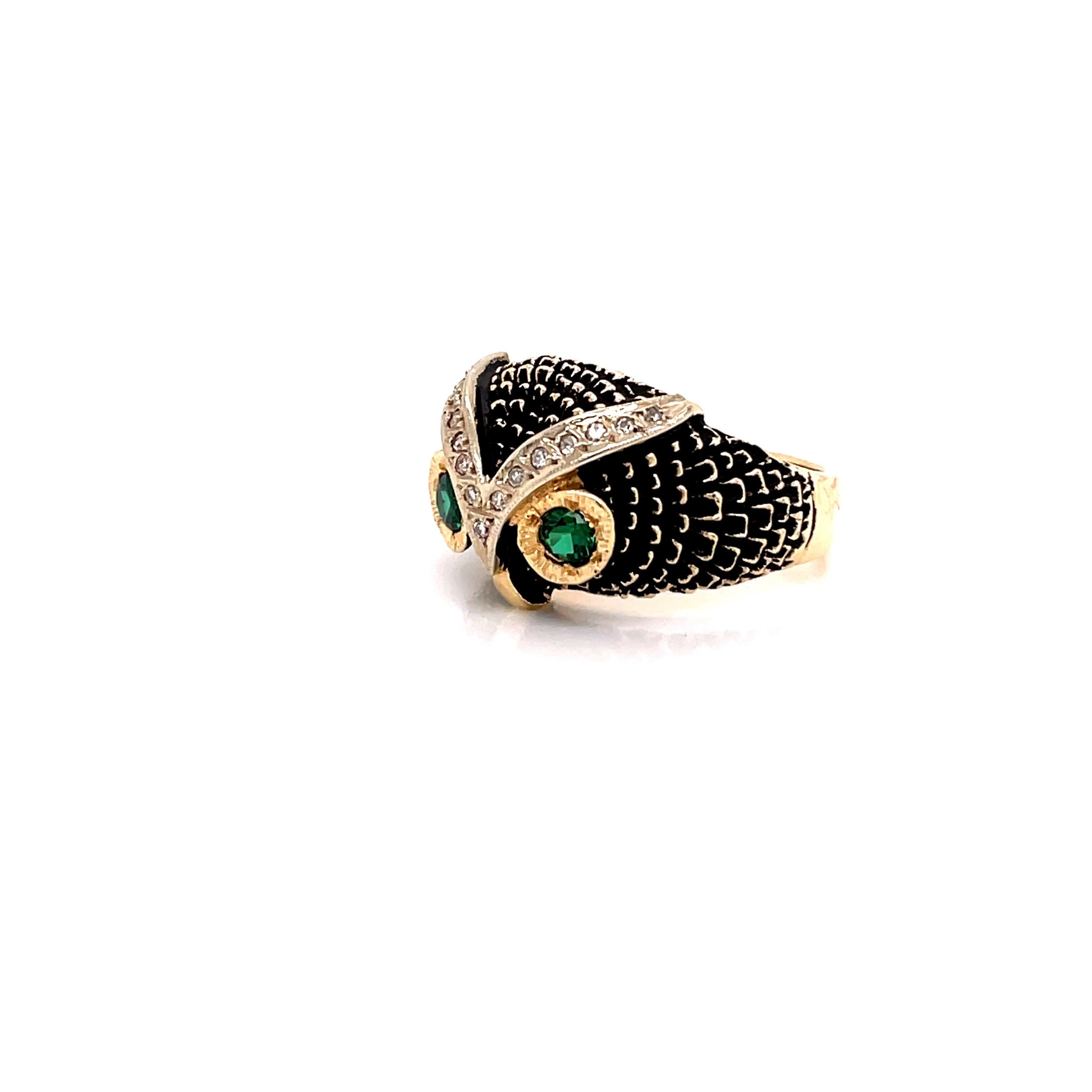 Eule-Ring, 14 Karat Gelbgold für Damen oder Herren
