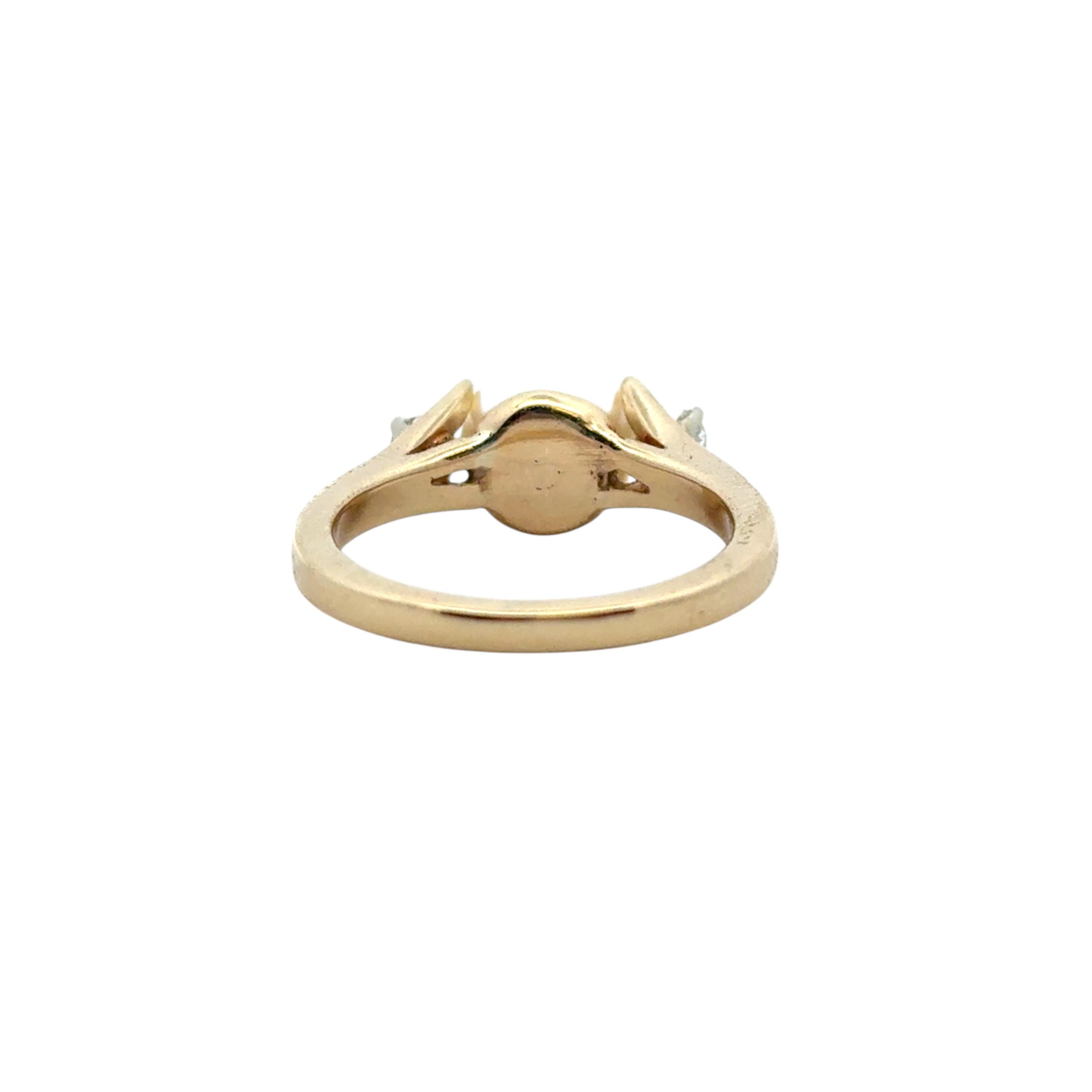 Bague vintage en or jaune 14k avec perles et diamants Excellent état - En vente à Boca Raton, FL