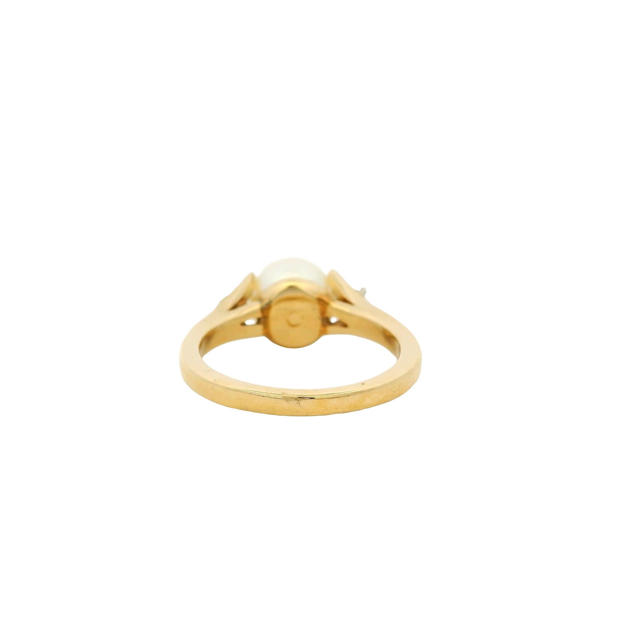 Bague vintage en or jaune 14k avec perles et diamants Pour femmes en vente
