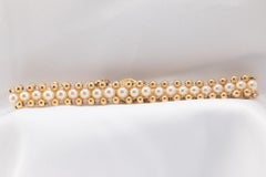 Pulsera vintage de perlas de oro amarillo de 14k