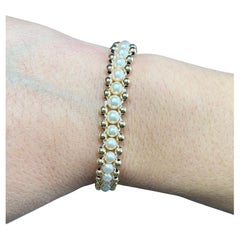 Vintage 14k Yellow Gold Pearl Bracelet