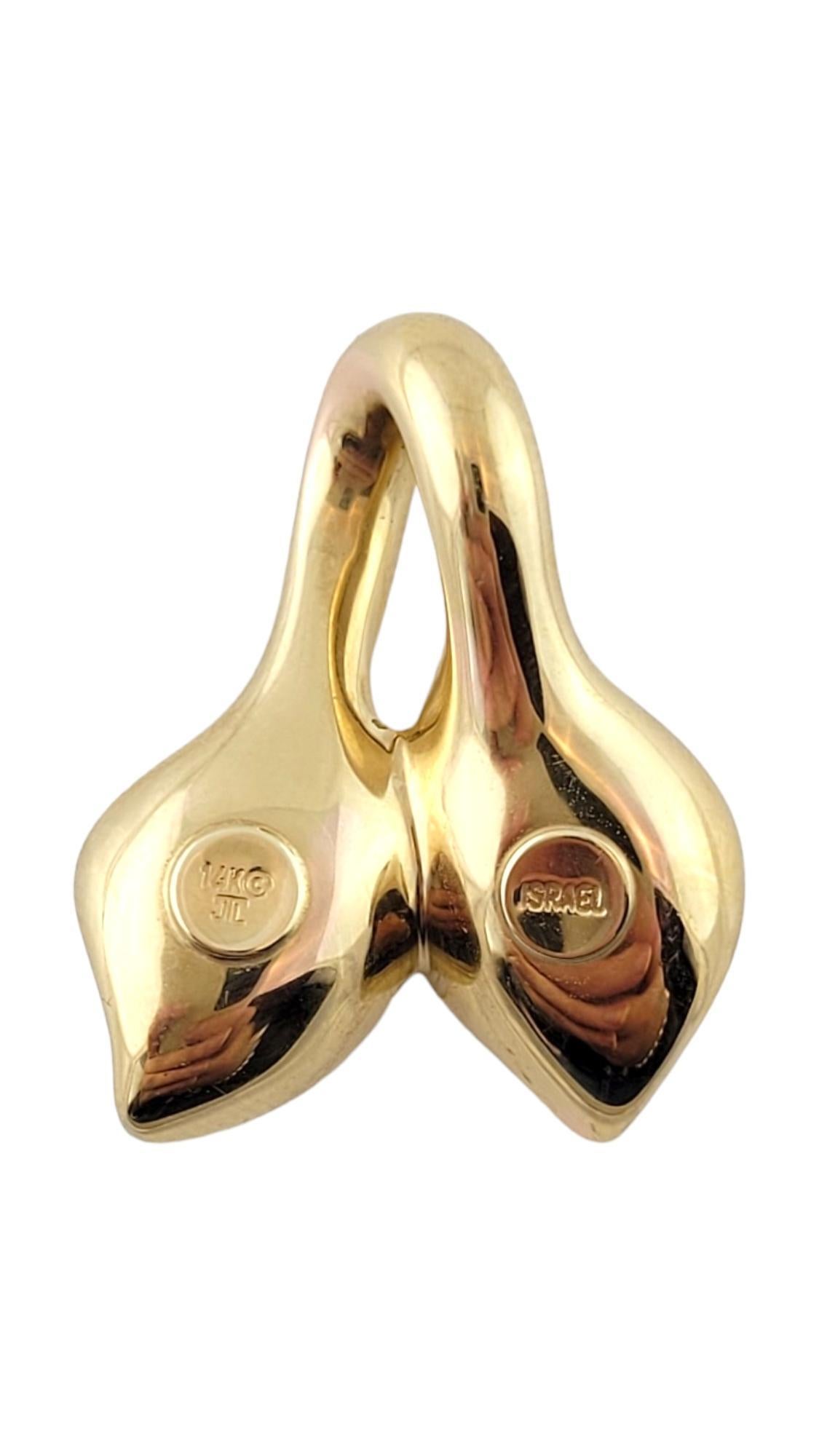 Vintage 14K Yellow Gold Pearl Calla Lily Pendant #16280 In Good Condition In Washington Depot, CT