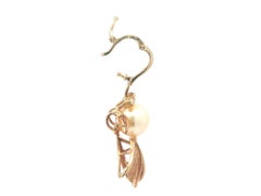 Vintage 14k Yellow Gold Pearl & Diamond Detailed Fish Enhancer Pendant Charm