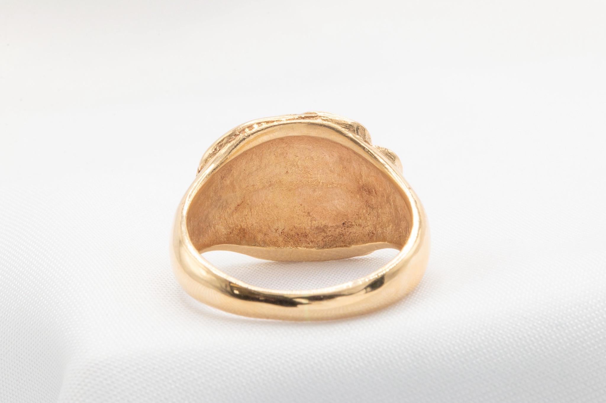 Taglio rotondo Anello con perle d'epoca in oro giallo 14k in vendita