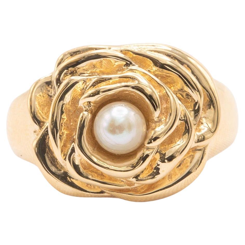 Vintage 14k Yellow Gold Pearl Ring
