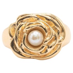 Vintage 14k Yellow Gold Pearl Ring