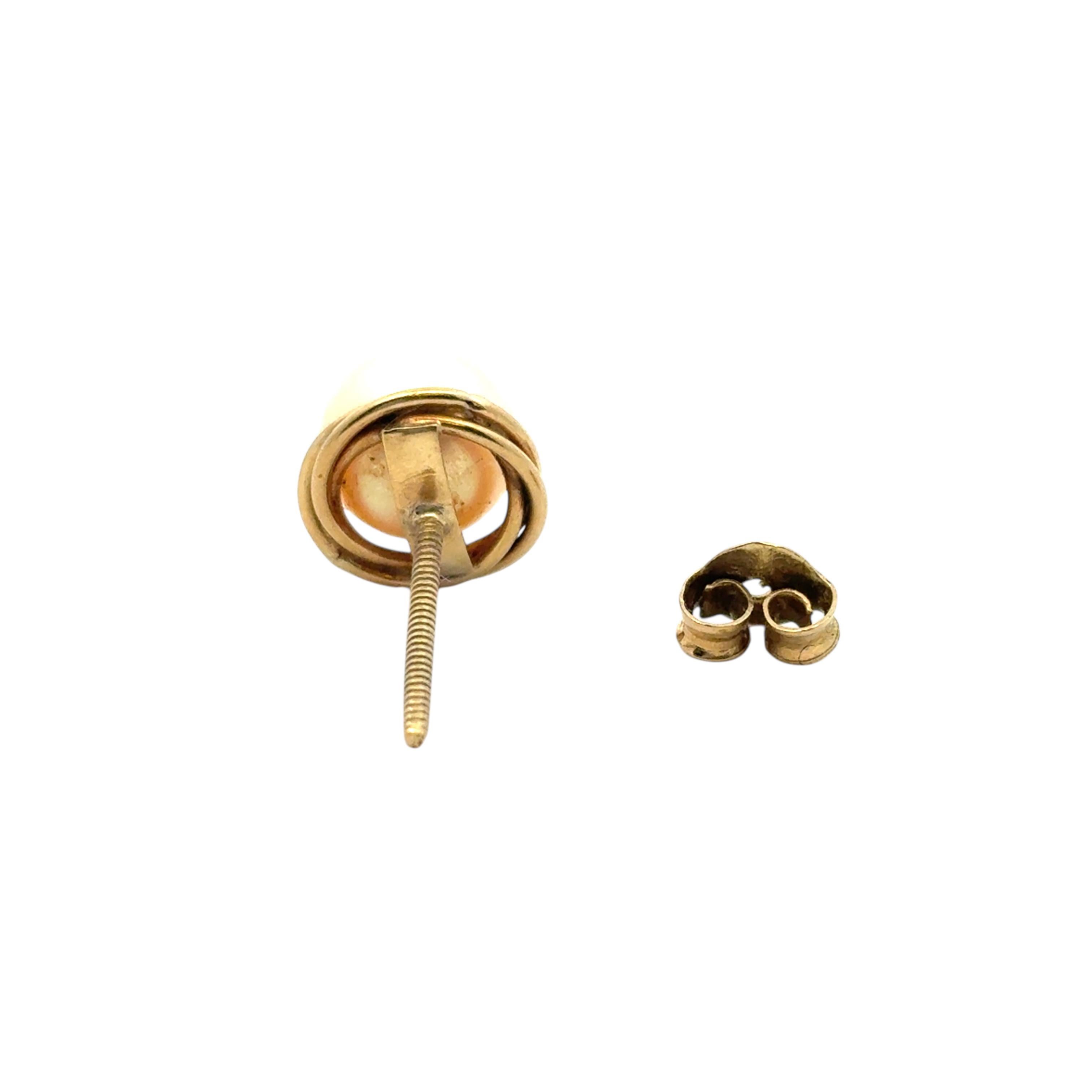 Vintage 14k Gelbgold Perlenstecker Ohrringe im Angebot 3