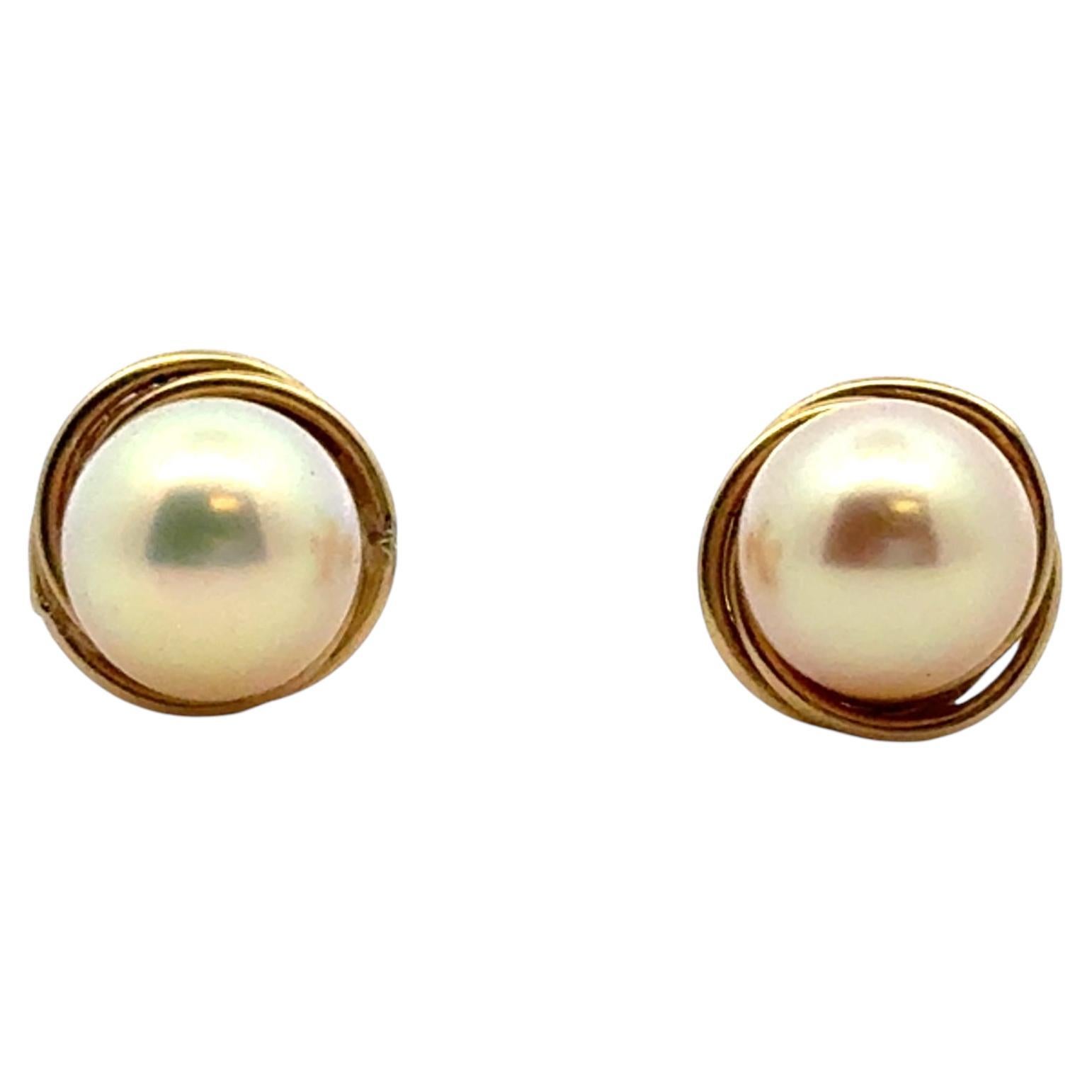 Orecchini con perle d'epoca in oro giallo 14k