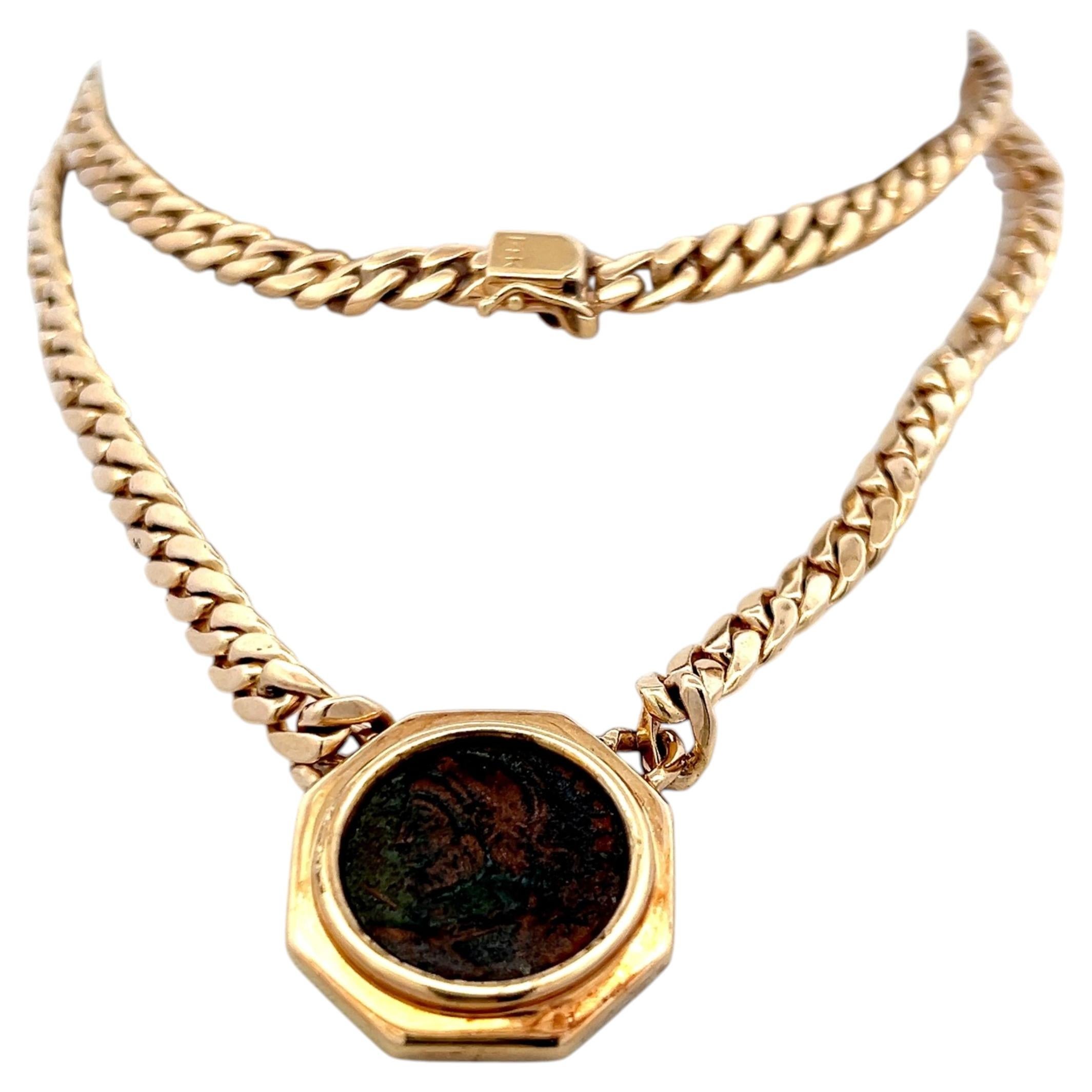 Collana con ciondolo vintage in oro giallo 14K, 66,68 grammi