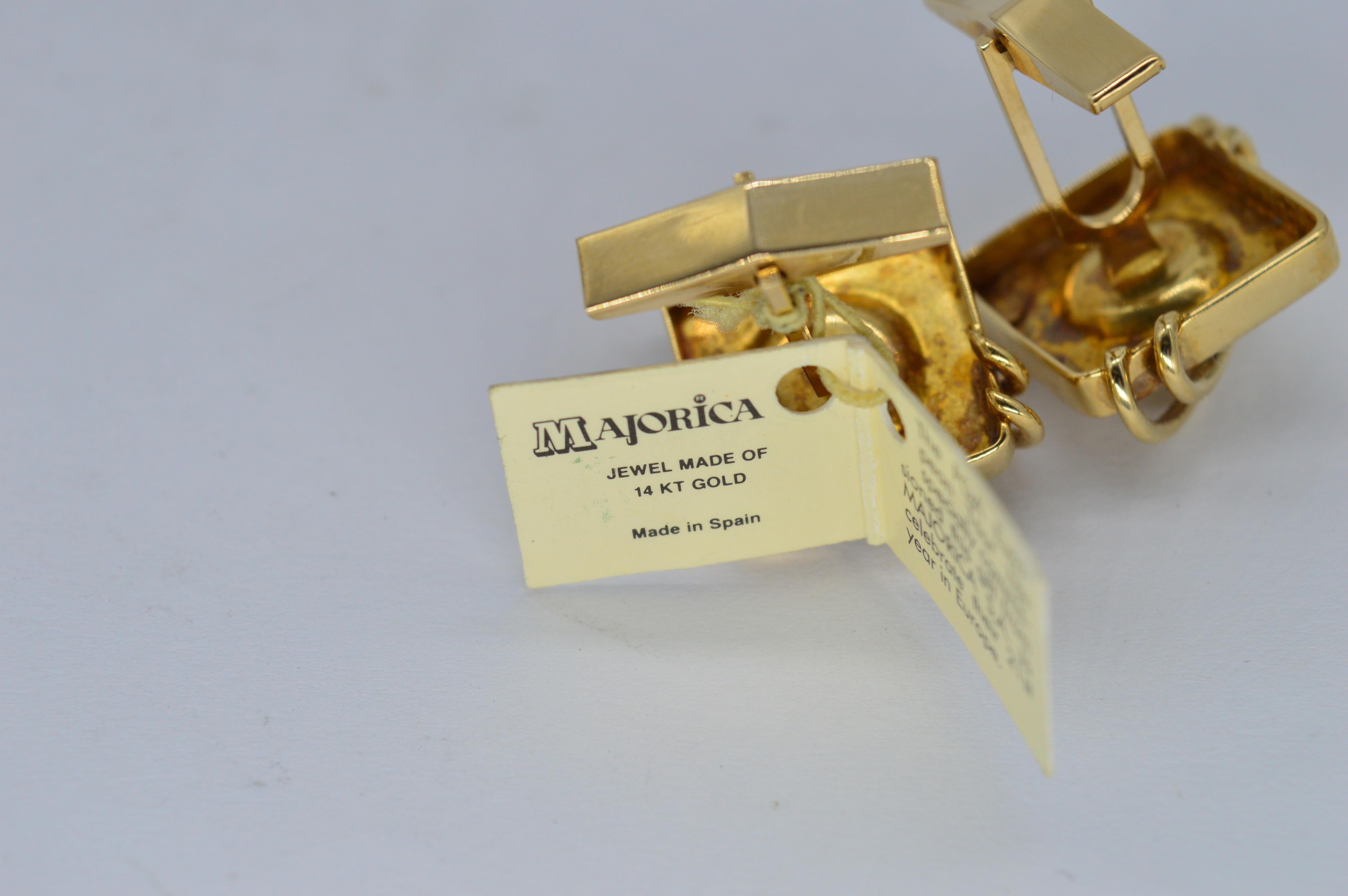 Vintage 14k Yellow Gold PGA Golf Memorabilia Tour Commemorative Pearl Cufflinks For Sale 3