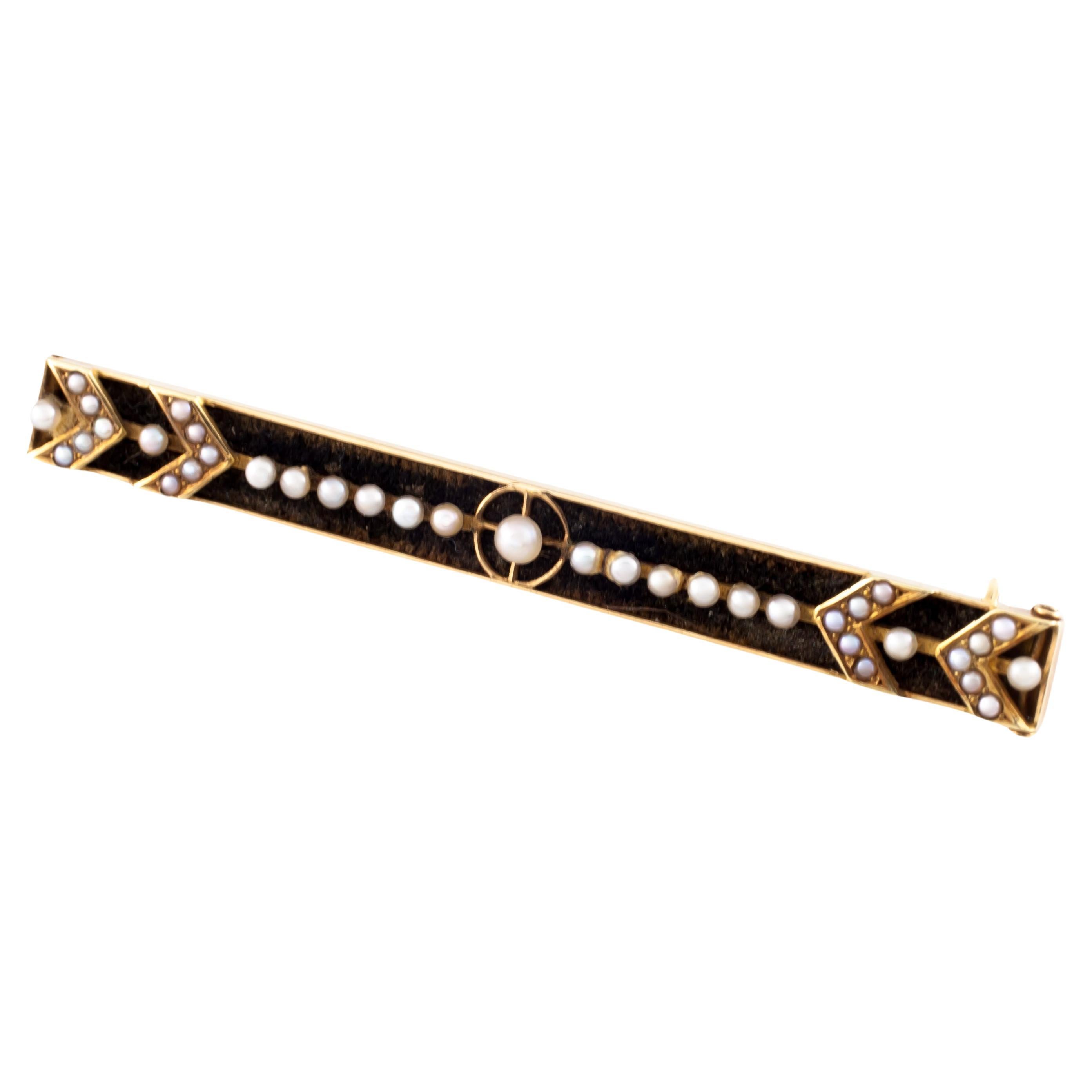 Vintage 14K Yellow Gold Pin/Brooch/Tie Bar with Pearls