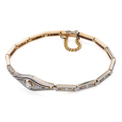 Vintage 14k Gelbgold & Platin Old Euro Diamond Armband
