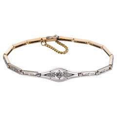 Vintage 14k Yellow Gold
Platinum Old Euro Diamond Bracelet