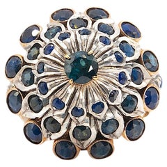 Vintage 14k Yellow Gold & Platinum Sapphire Ring