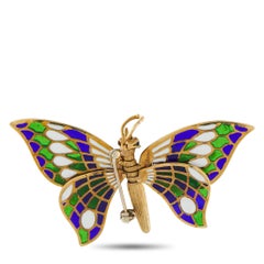 Vintage 14K Yellow Gold Plique--Jour Butterfly Brooch MF08-062626