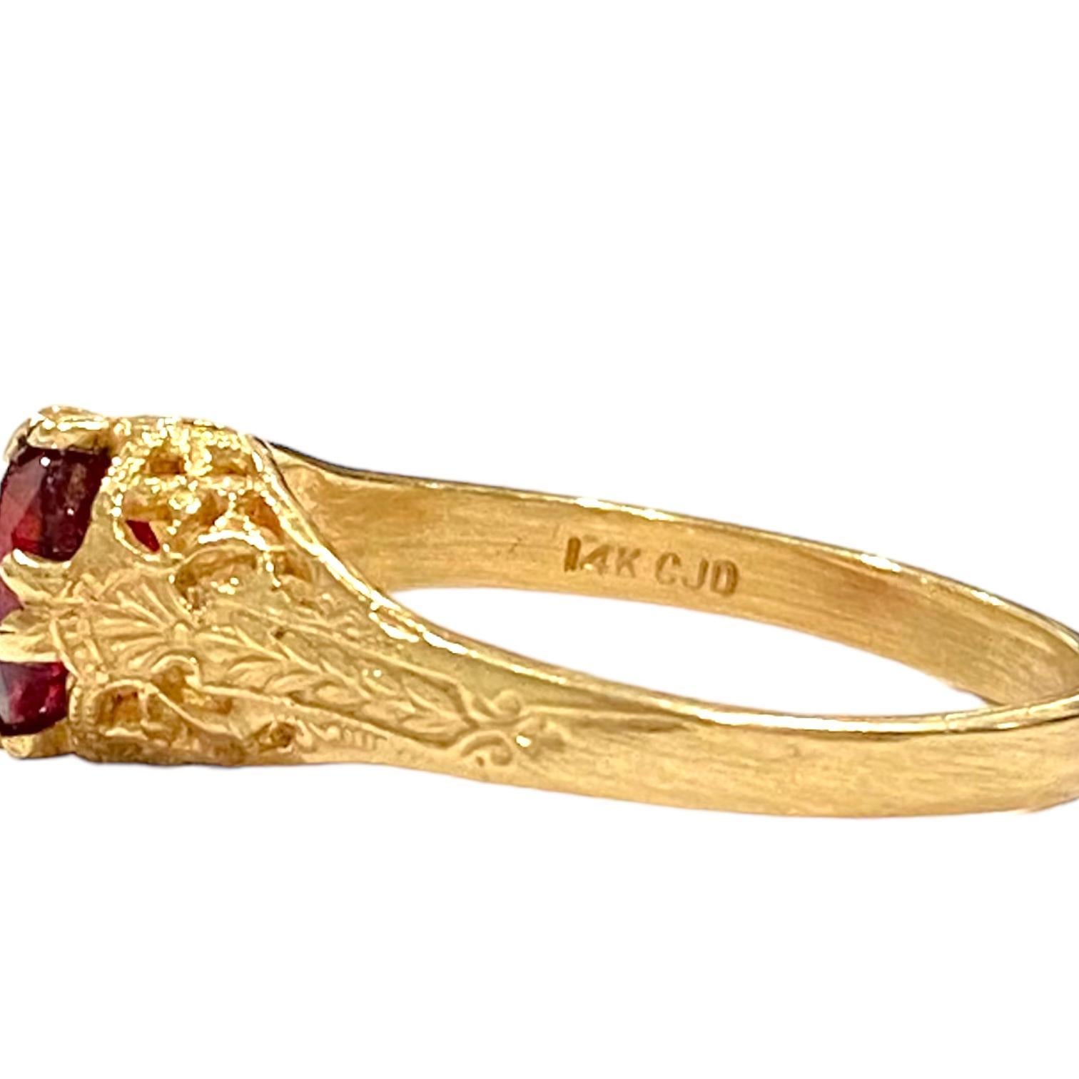 Oval Cut Vintage 14K Yellow Gold Red Spinel Solitaire Ring