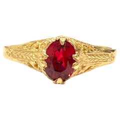 Vintage 14K Yellow Gold Red Spinel Solitaire Ring