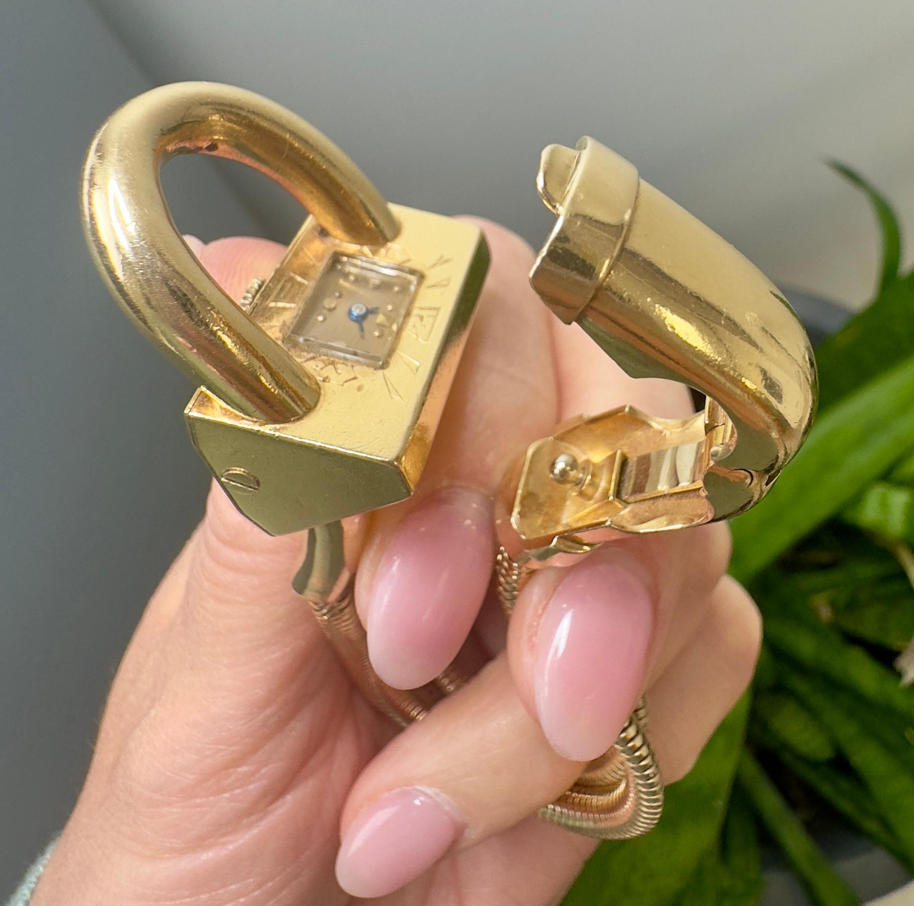 Vintage 14k Yellow Gold Retro Wrist Watch For Sale 6