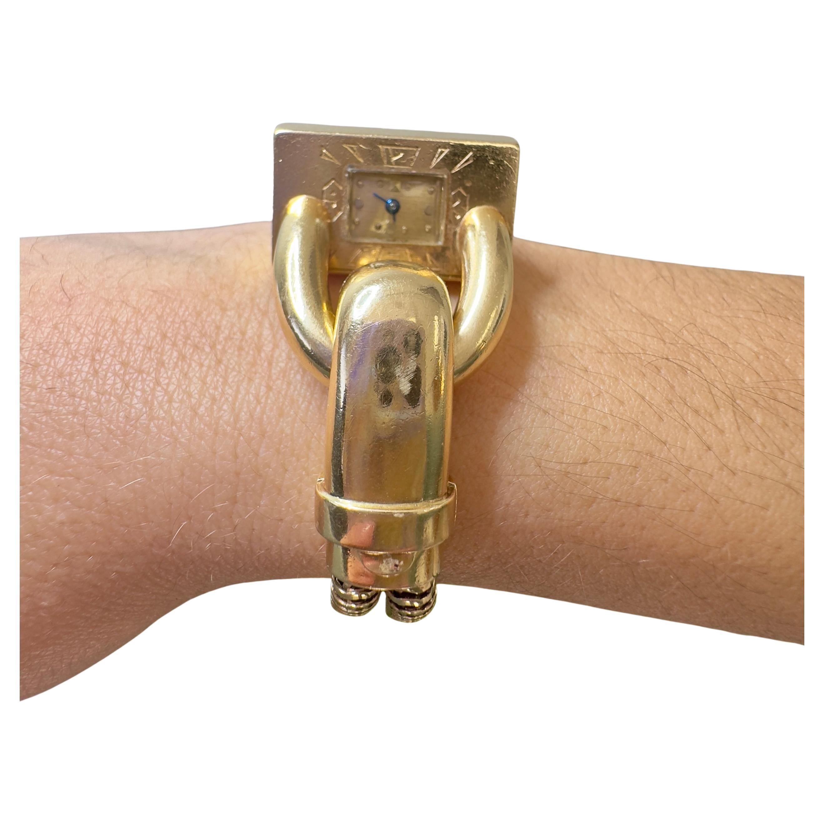 Reloj de pulsera retro vintage de oro amarillo de 14 quilates