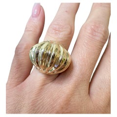 Vintage 14k Gelbgold Ridged Kuppel Ring