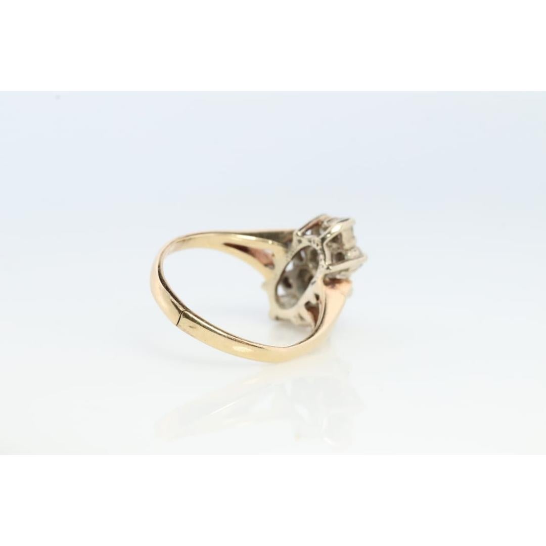 Bague vintage en or jaune 14k. Bague grappe de diamants ronds. Diamant cascade. 0.4 en vente 4