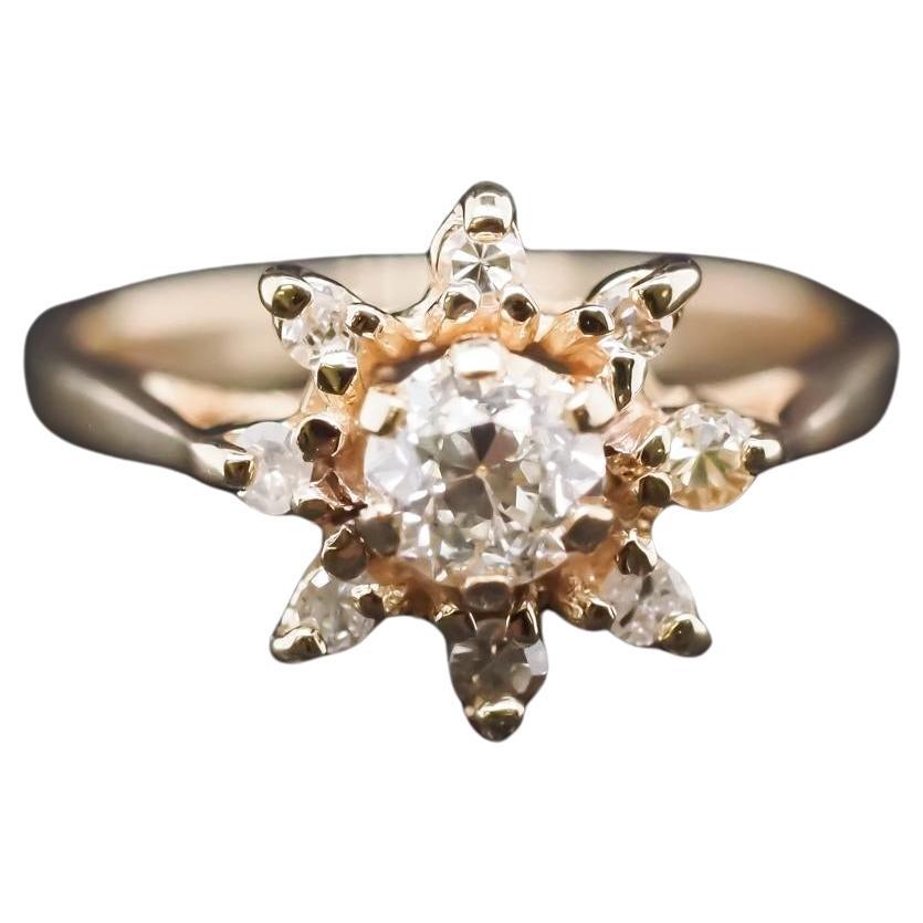 Vintage 14K Yellow Gold Ring with .50ct center Old Mine Diamond