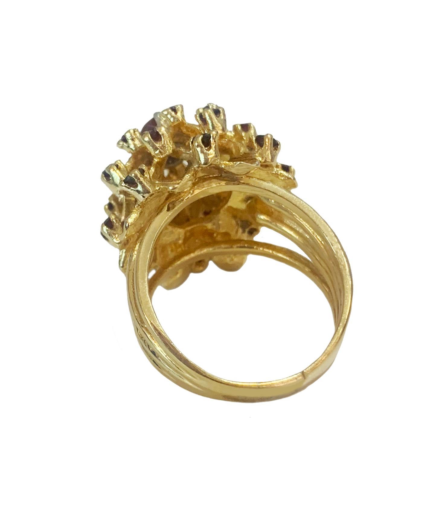 Women's Vintage 14k Yellow Gold Ring with Sapphires & Pearls For Sale