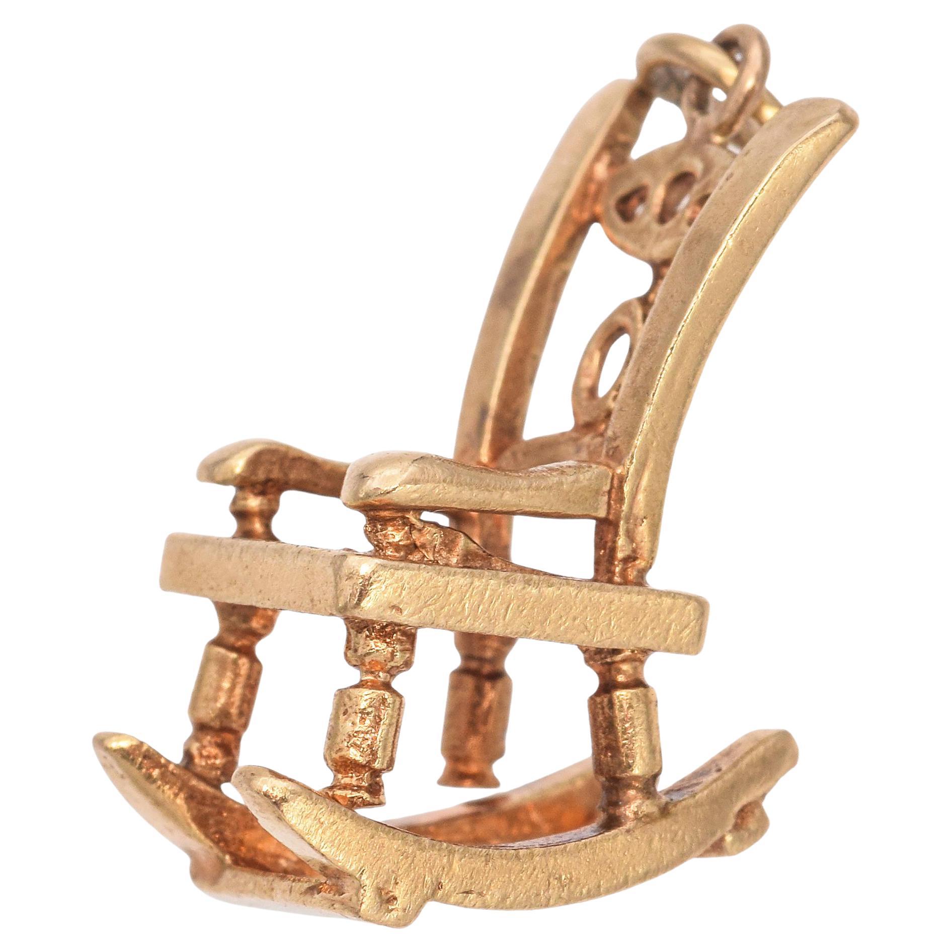 Vintage 14K Yellow Gold Rocking Chair Charm