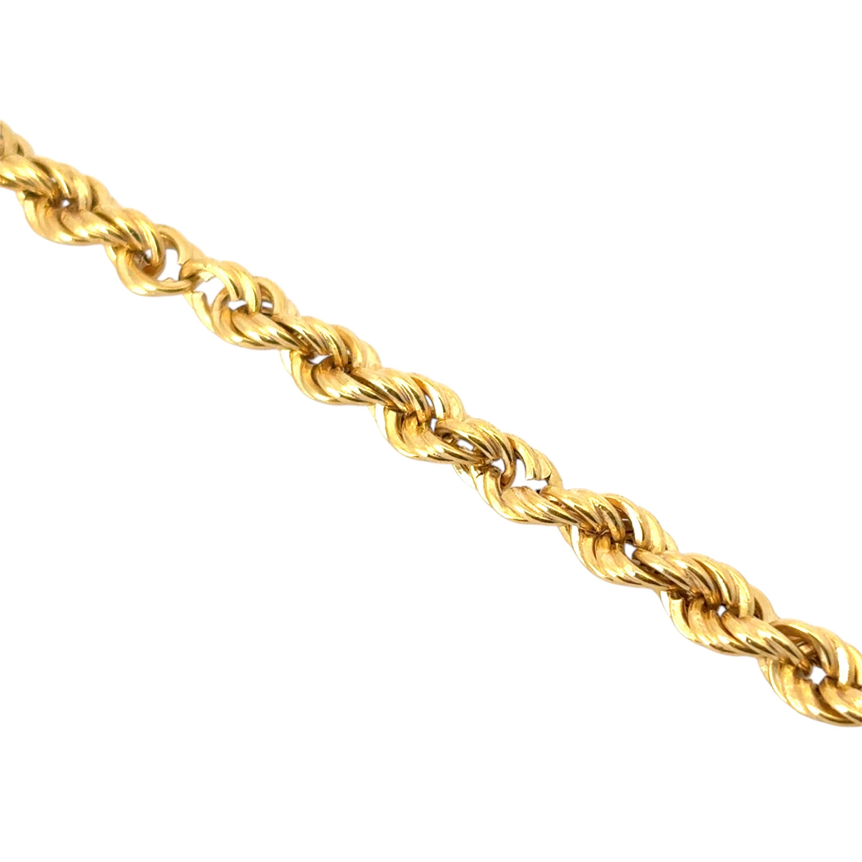 Vintage 14k Yellow Gold Rope Necklace For Sale 5