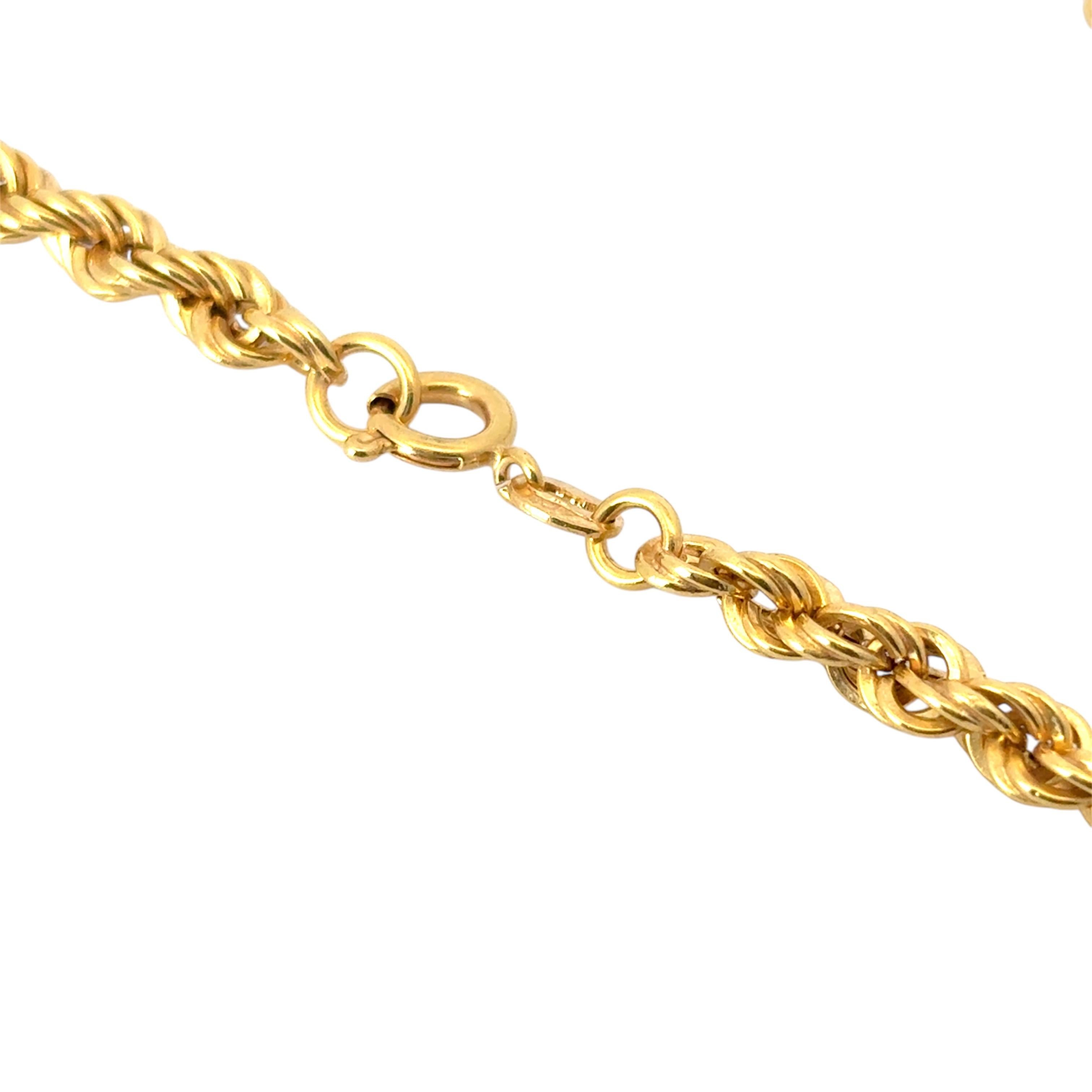 Vintage 14k Yellow Gold Rope Necklace For Sale 6