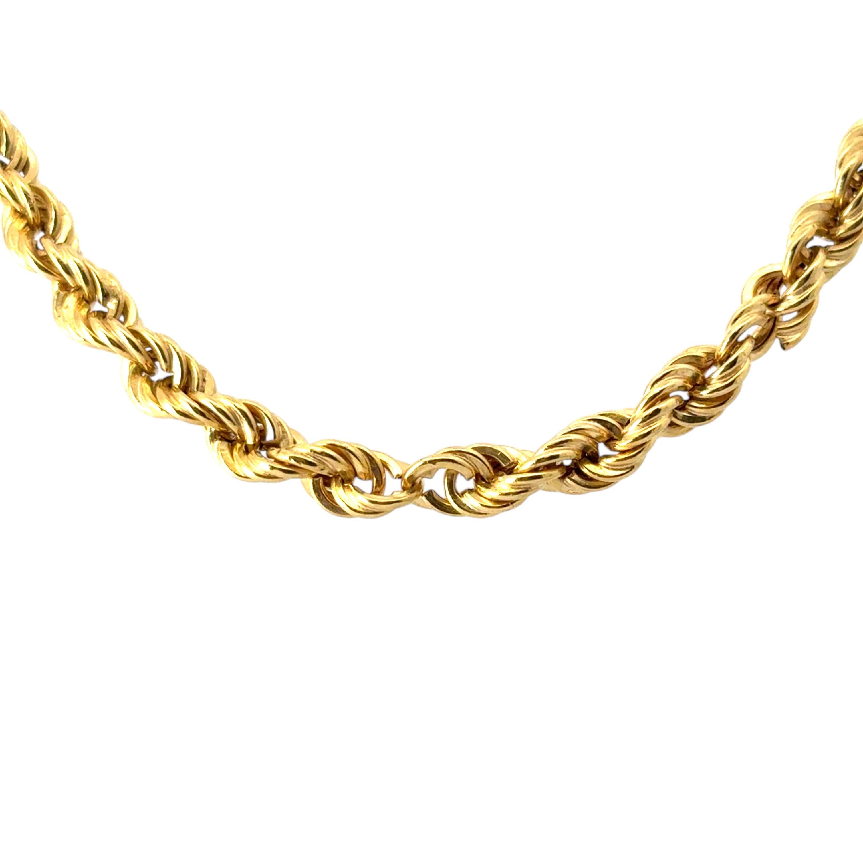 Modern Vintage 14k Yellow Gold Rope Necklace For Sale