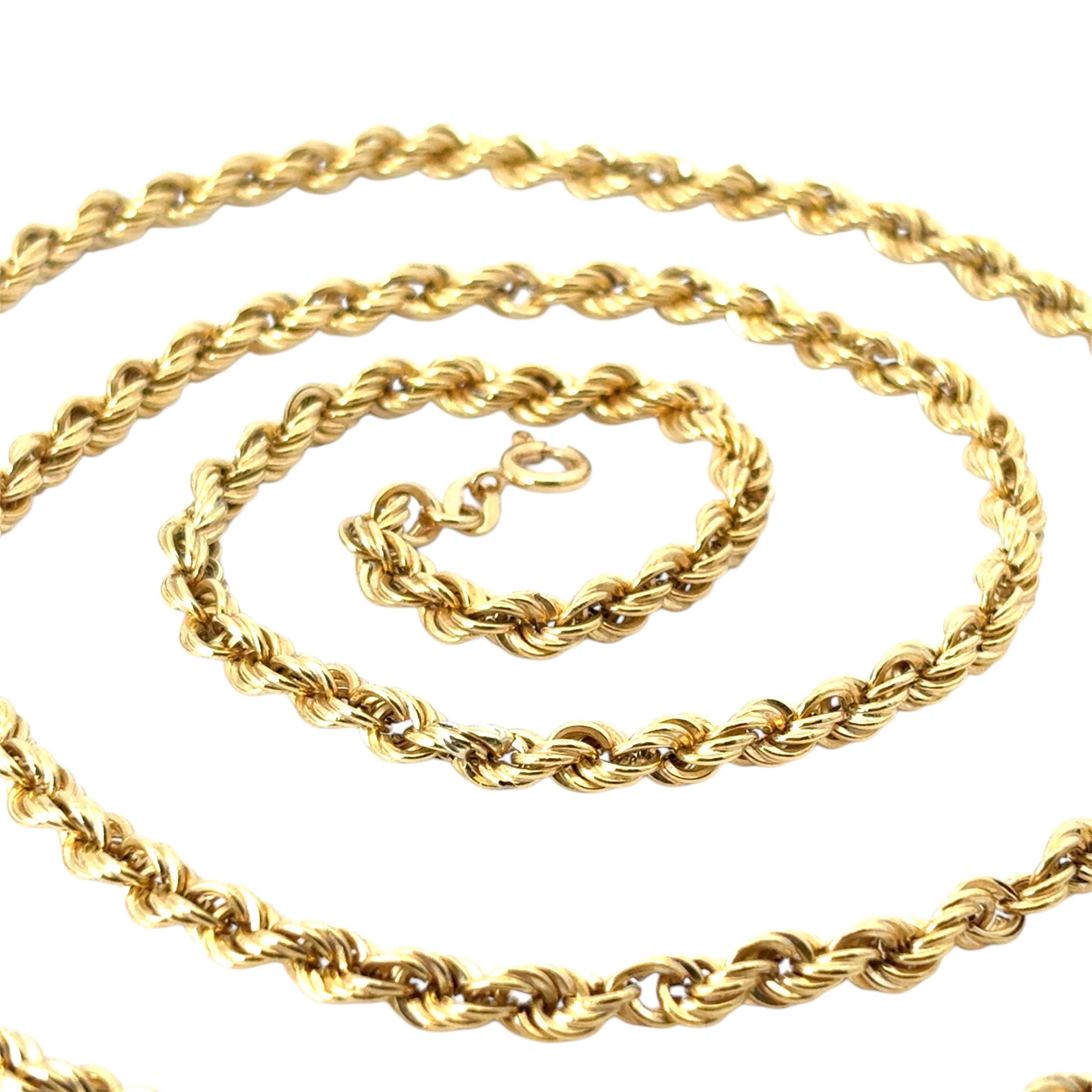 Women's Vintage 14k Yellow Gold Rope Necklace For Sale