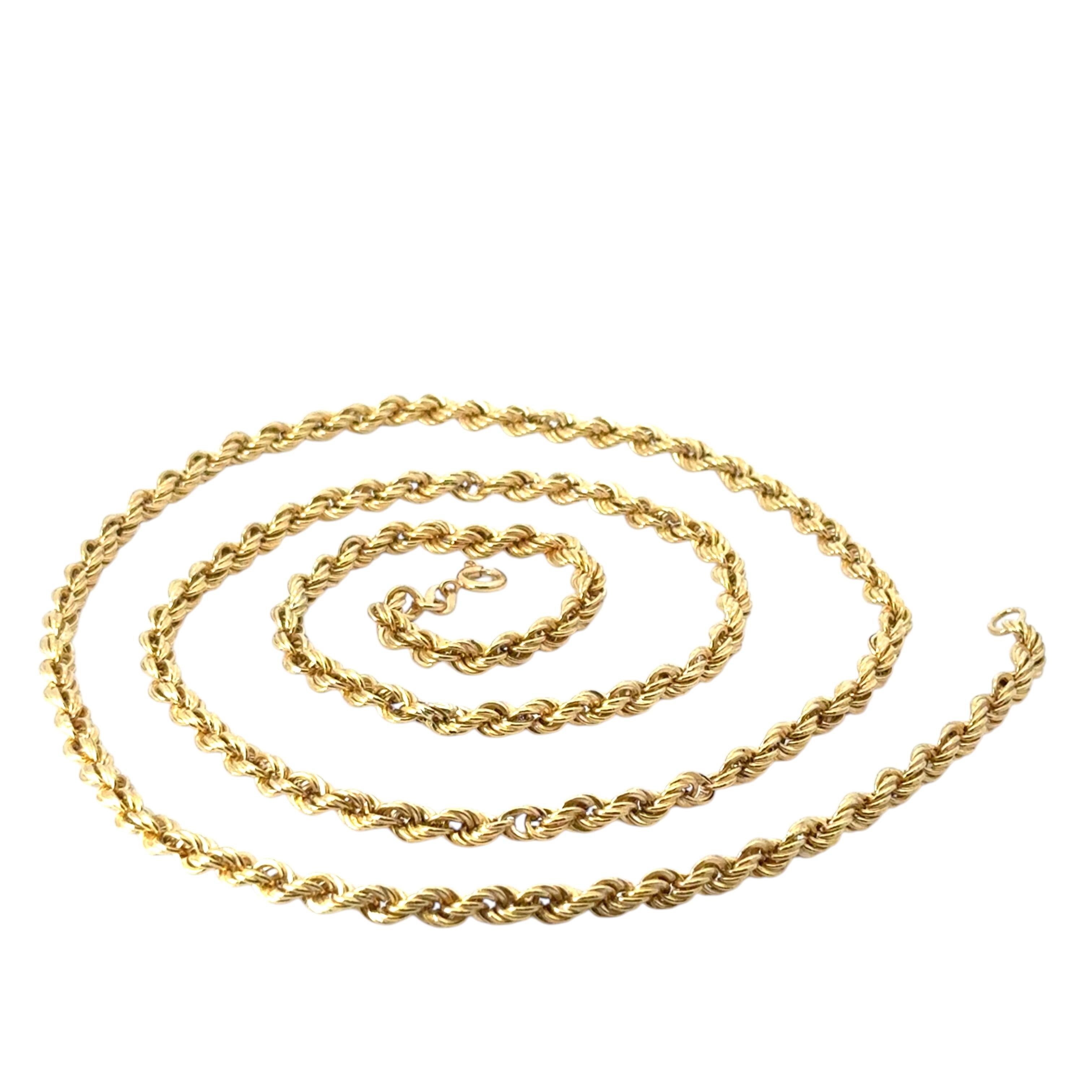 Vintage 14k Yellow Gold Rope Necklace For Sale 1
