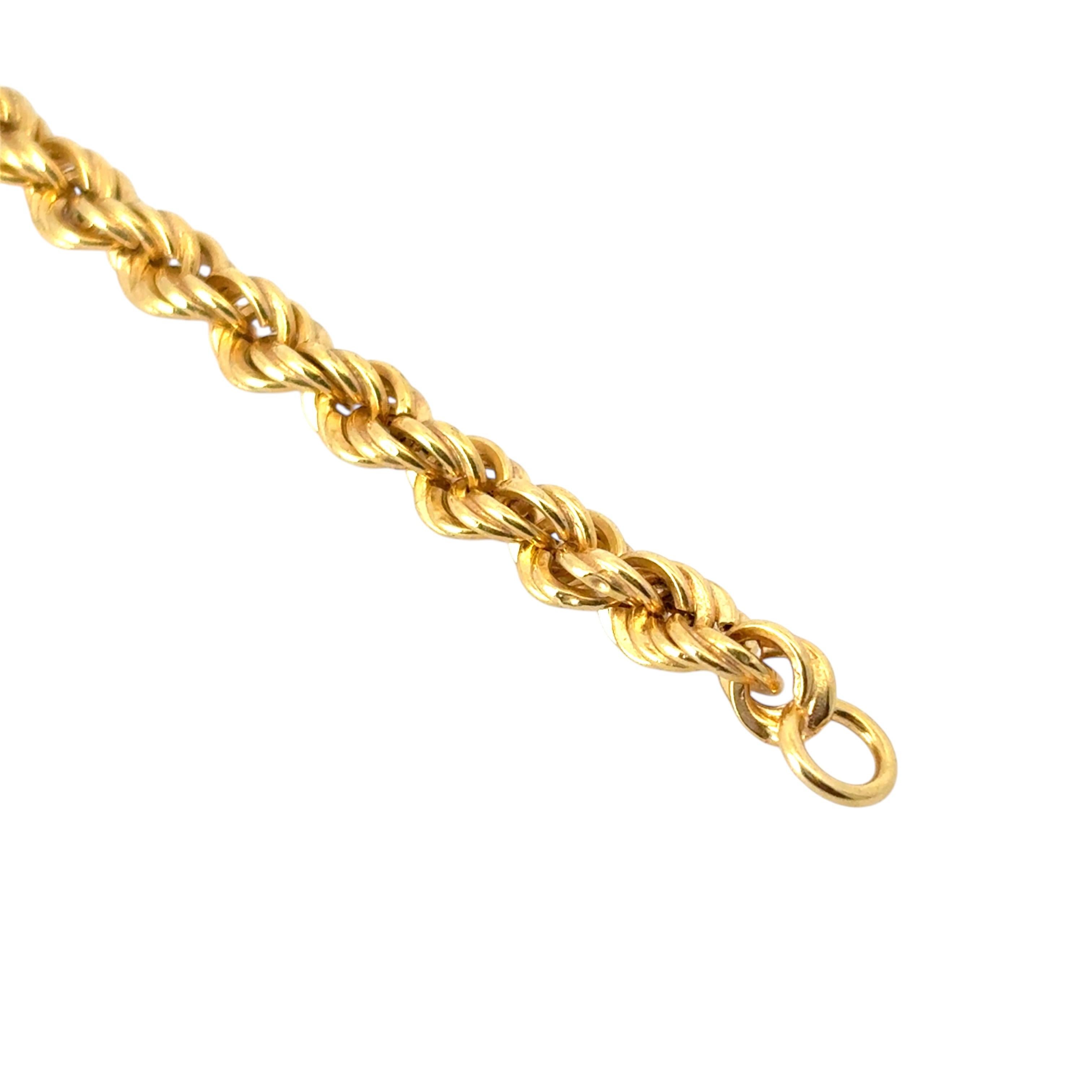 Vintage 14k Yellow Gold Rope Necklace For Sale 2