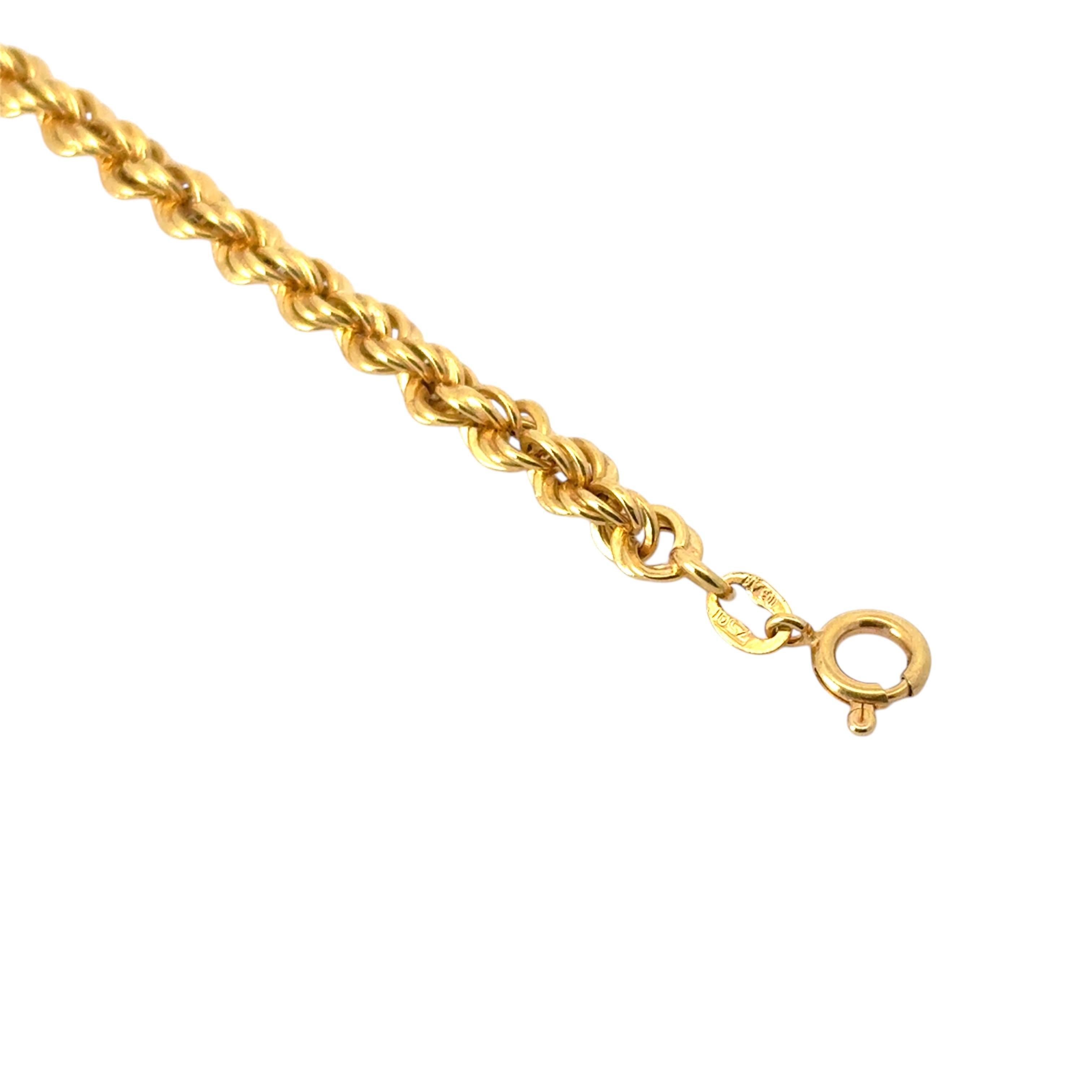 Vintage 14k Yellow Gold Rope Necklace For Sale 3