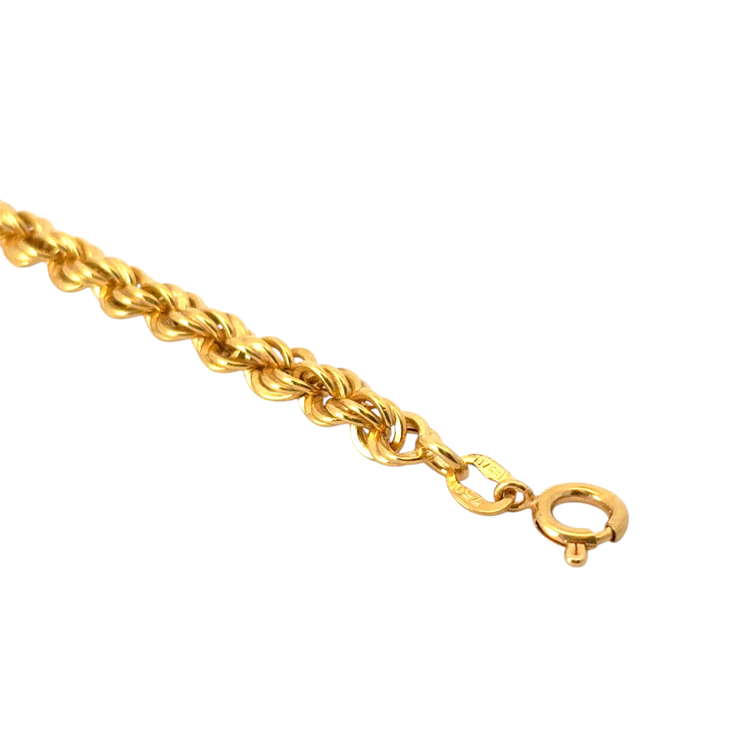 Vintage 14k Yellow Gold Rope Necklace For Sale 4