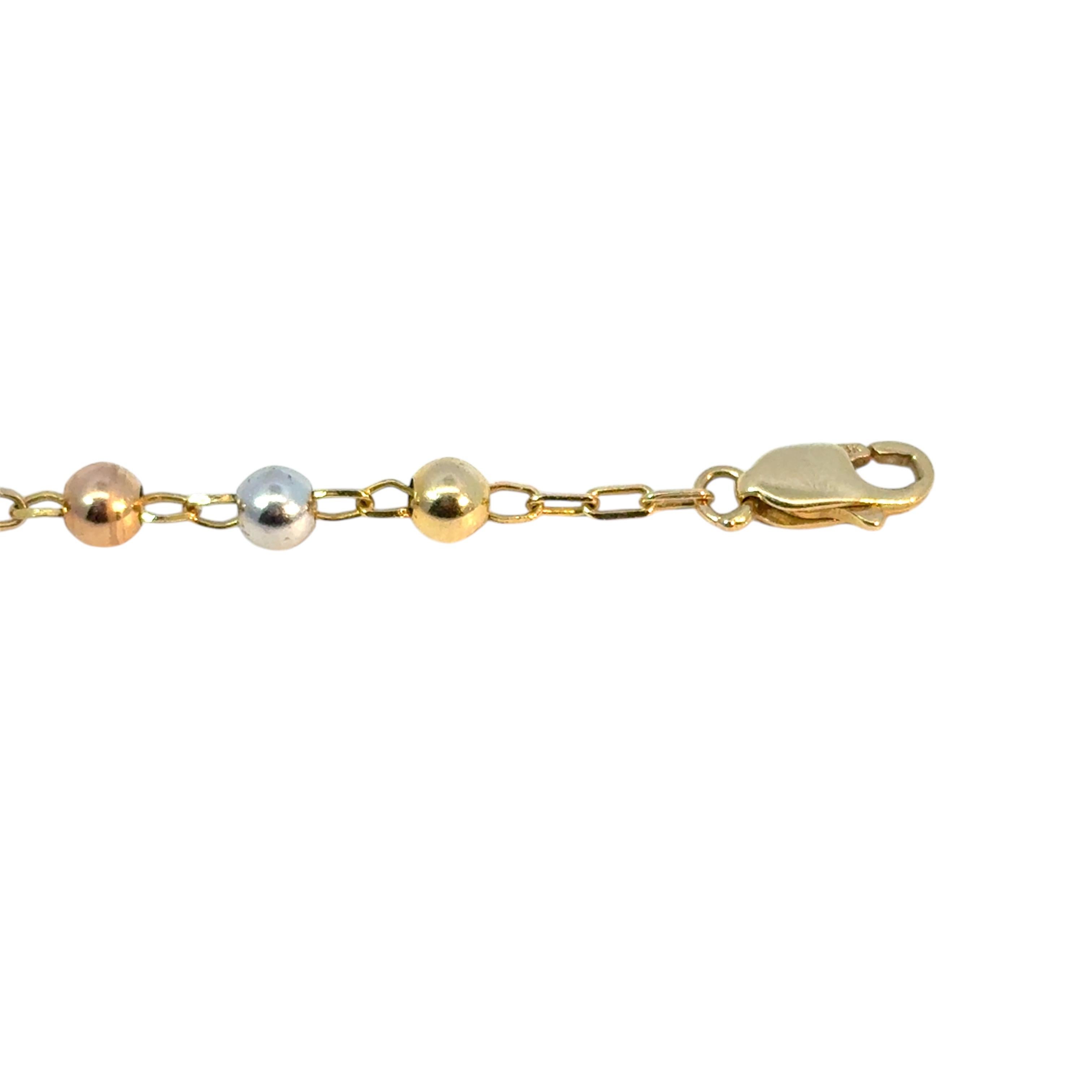 Vintage 14k Yellow Gold Rosary Bracelet Cross Jesus and Mother of Mary Pendants For Sale 5