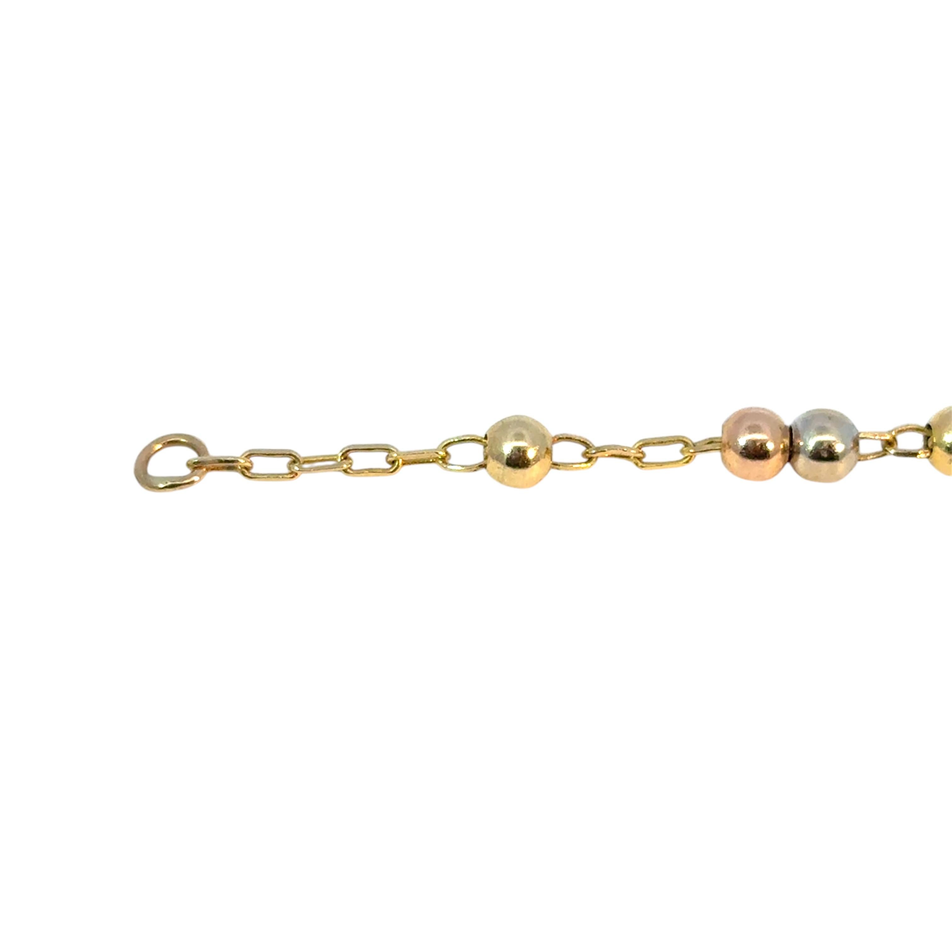 Vintage 14k Yellow Gold Rosary Bracelet Cross Jesus and Mother of Mary Pendants For Sale 6