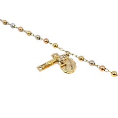 Vintage 14k Yellow Gold Rosary Bracelet Cross Jesus and Mother of Mary Pendants