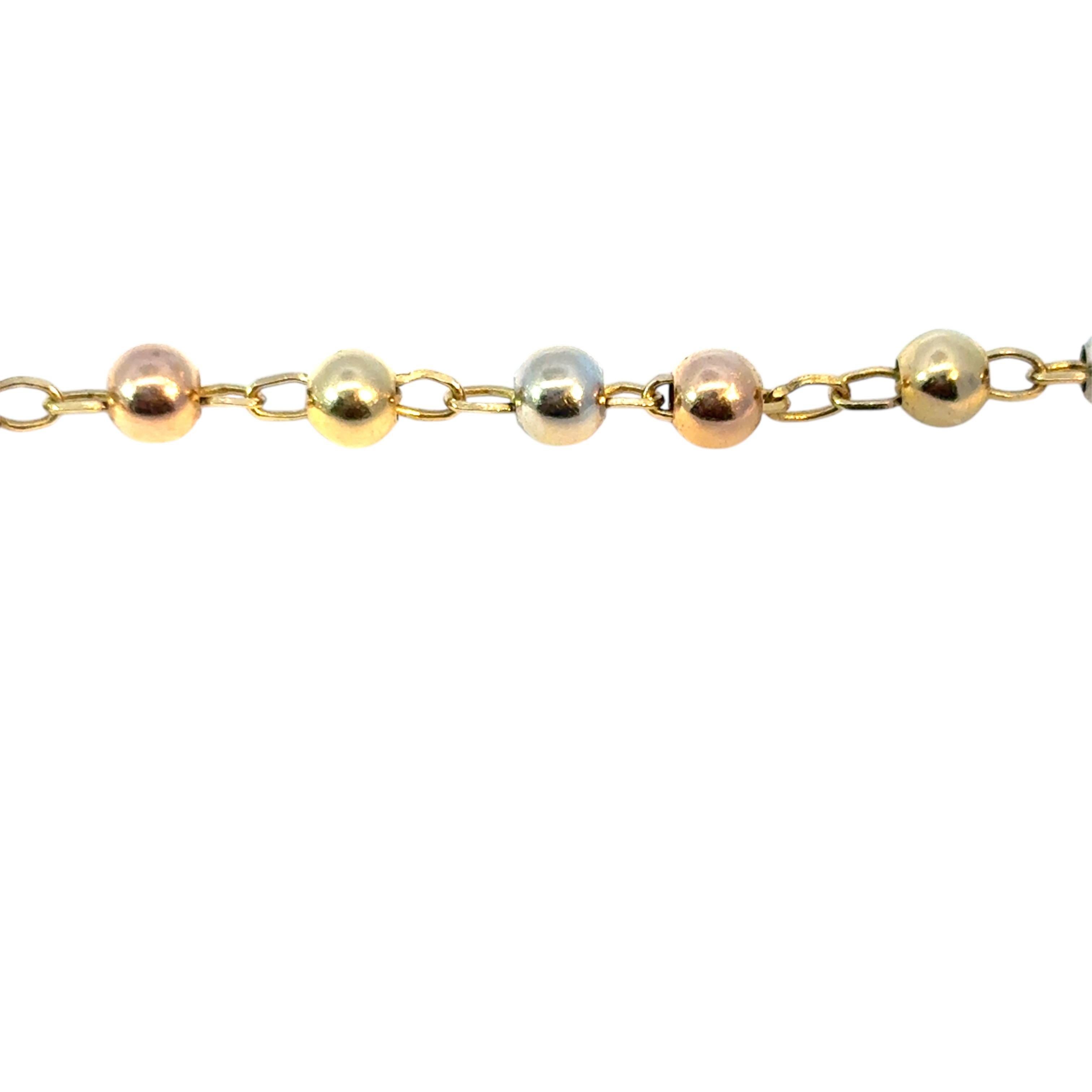 Vintage 14k Yellow Gold Rosary Bracelet Cross Jesus and Mother of Mary Pendants For Sale 3