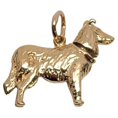 Vintage 14K Yellow Gold Rough Collie Dog Charm