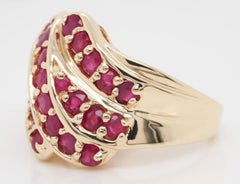 Vintage 14k Yellow Gold Round Cut Red Ruby Ring Band 7.8 Grams Size 7