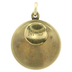 Vintage 14k Yellow Gold Round Engine Turned Pattern Locket Pendant Vintage 14k Yellow Gold Round Engine Turned Pattern Locket Pendant