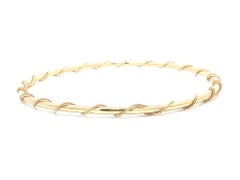 Pulsera vintage de oro amarillo de 14k, de tubo redondo con alambre retorcido, tipo «slip-on»