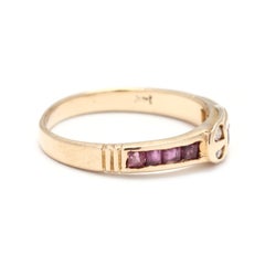 Vintage 14 Karat Yellow Gold Ruby and Diamond Buckle Stackable Band Ring