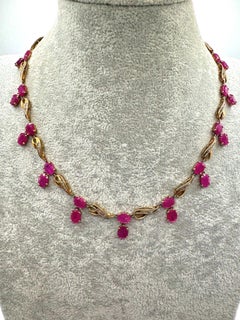 Vintage 14K Yellow Gold Ruby and Diamond Necklace