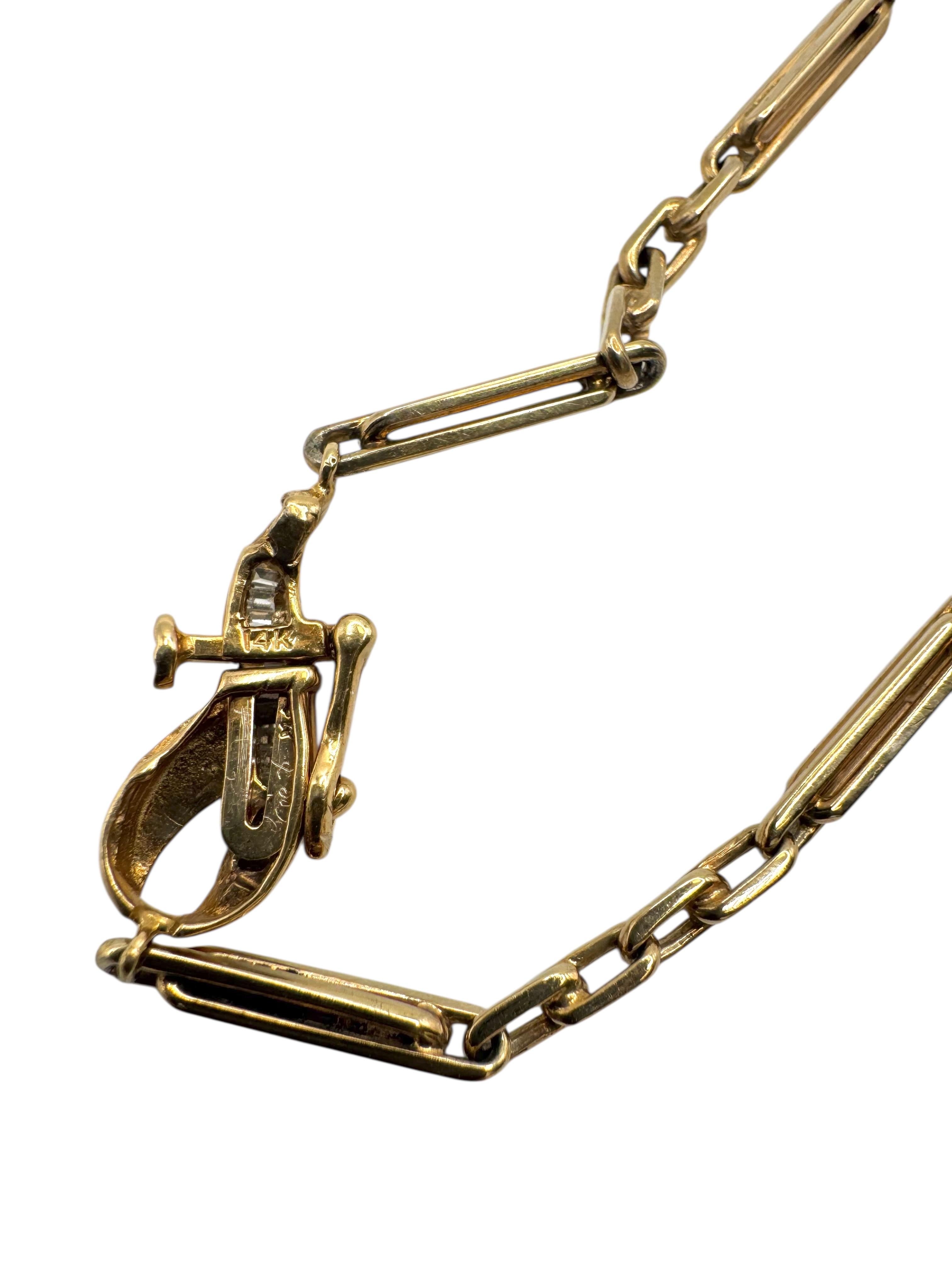 Collana vintage in oro giallo 14K con rubini e diamanti in vendita 3