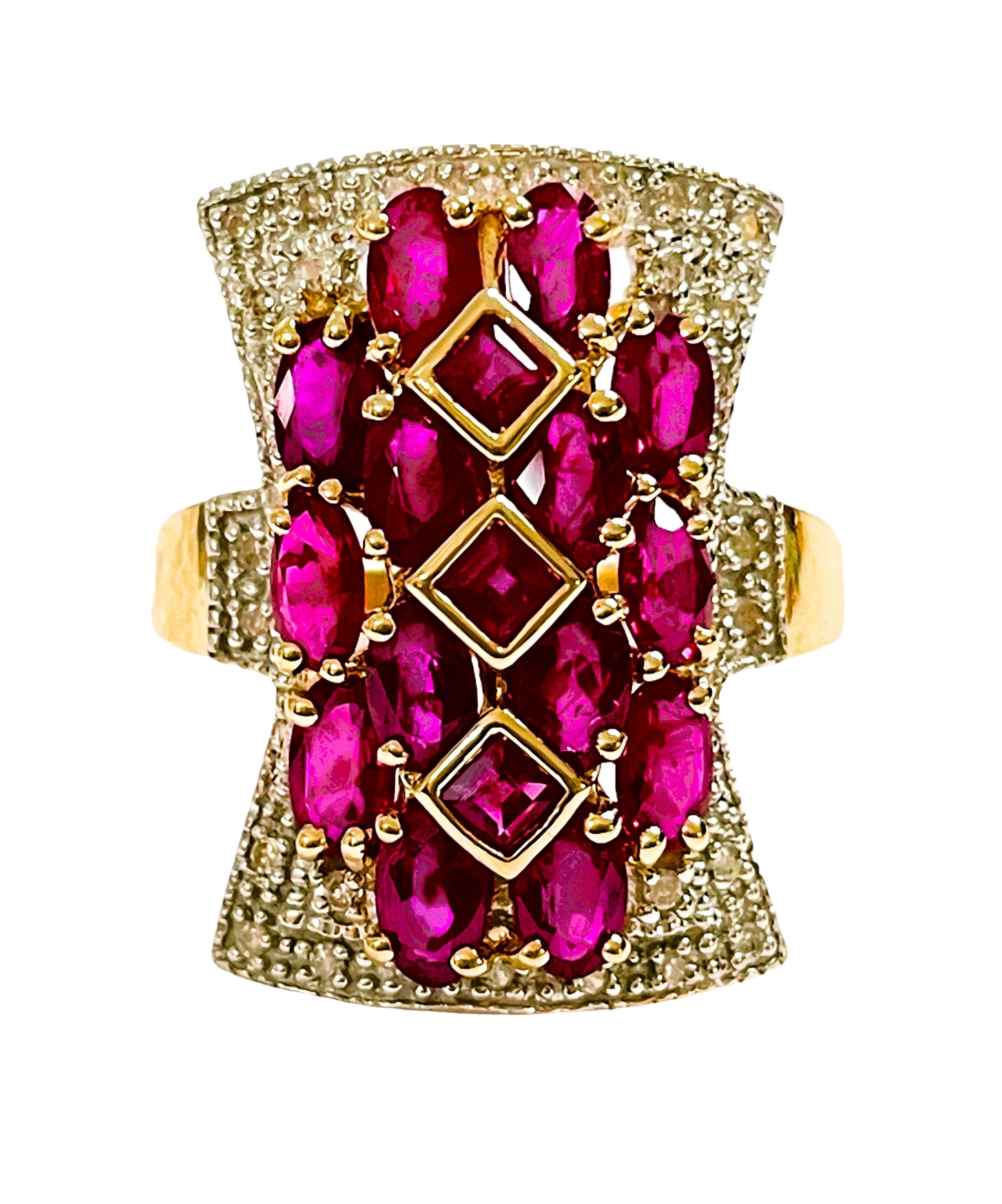 Vintage 14k Yellow Gold Ruby and Diamond Ring with Appraisal at 1stDibs