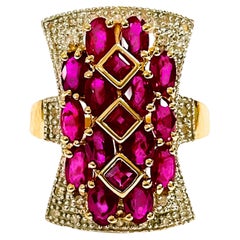 Vintage 14k Yellow Gold Ruby and Diamond Ring with Appraisal