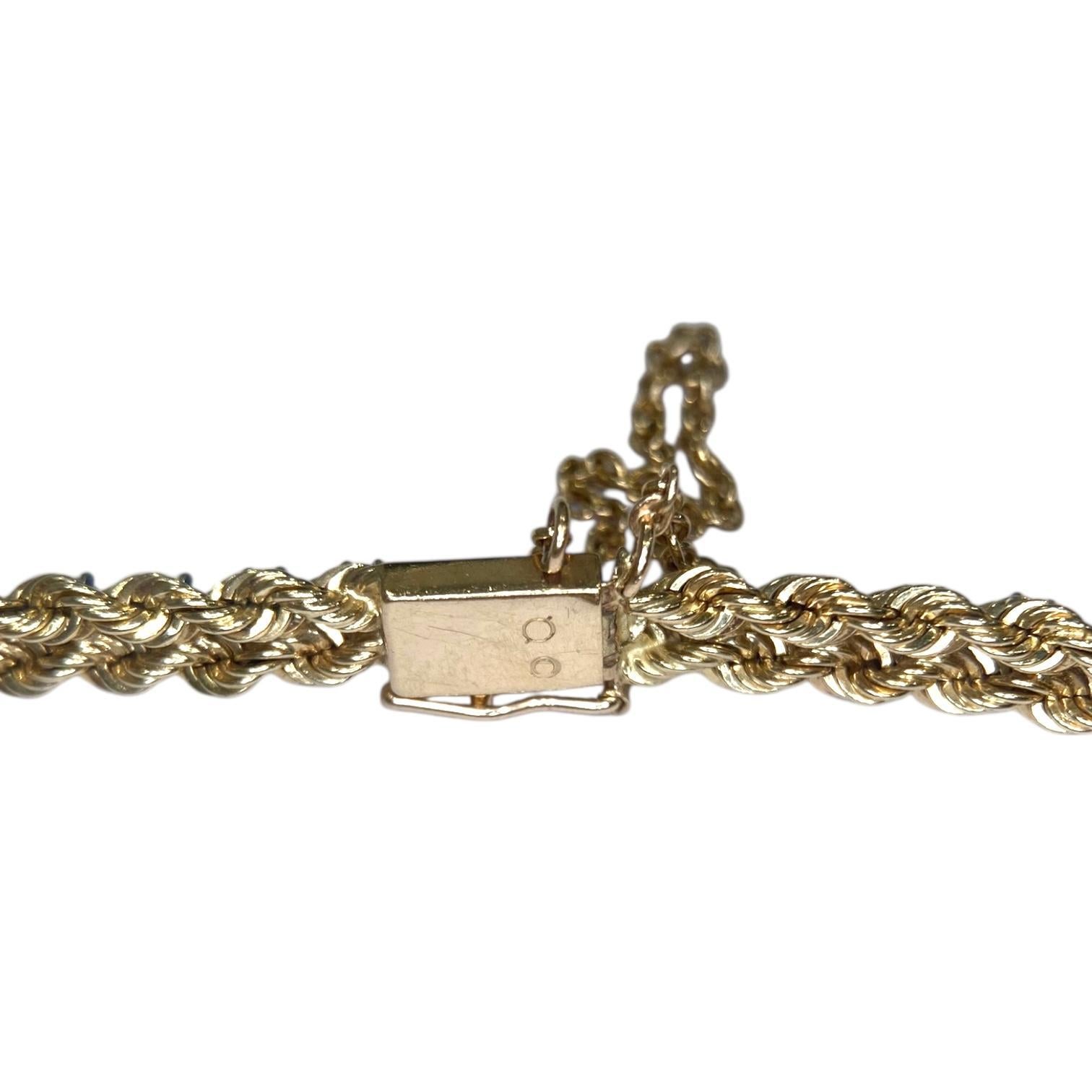 Vintage 14K Yellow Gold Ruby & Diamond Graduating Rope Bracelet en vente 1